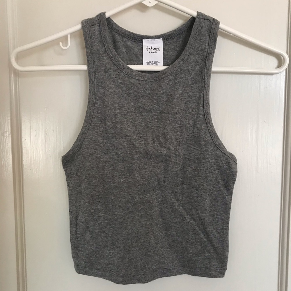 NWOT Gray Crop Racerback Tank